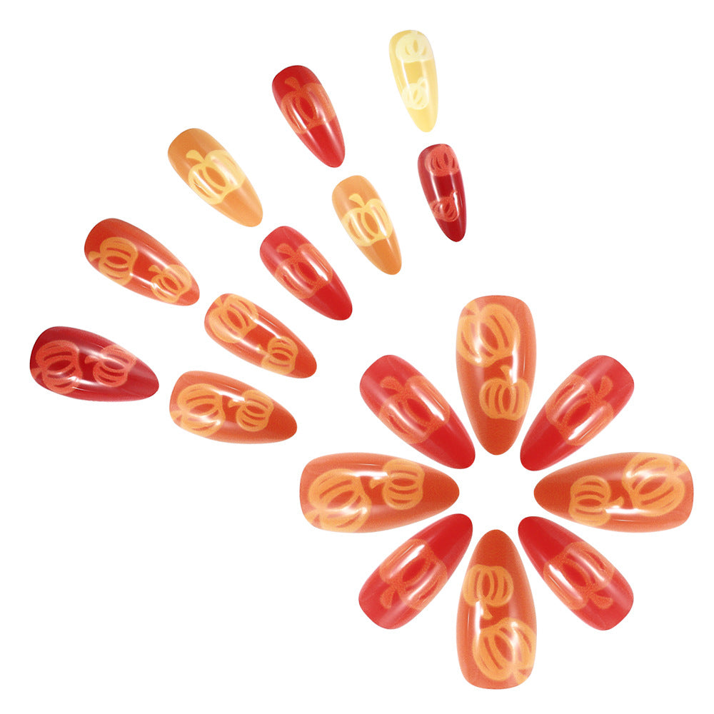 Siopsrl | Artistic Pumpkin-Themed Press-On Nail Set Siopsrl