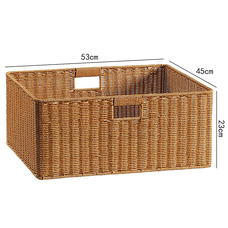 Handwoven Rectangular Storage Basket with Cut-Out Handles Siopsrl