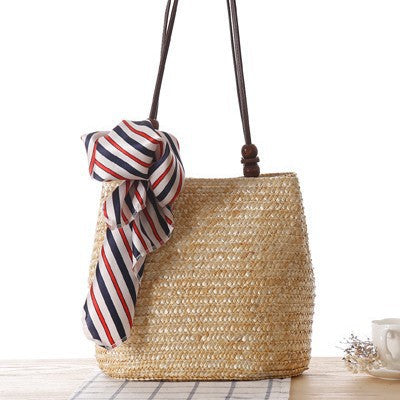 Siopsrl | Braided handbag with stylish striped scarf Siopsrl