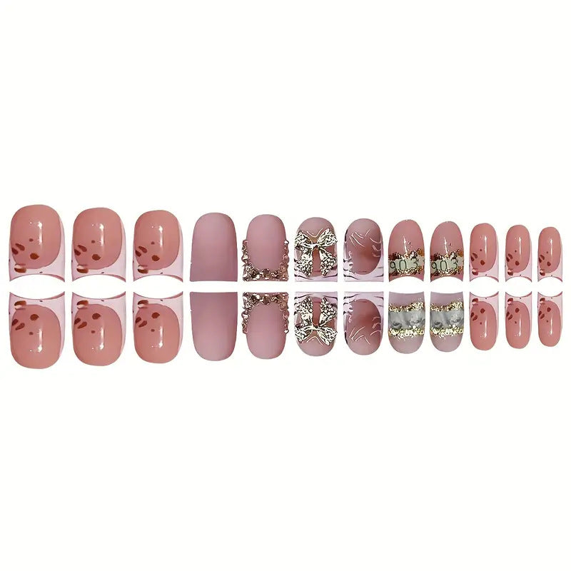 Siopsrl | Decorative Gold-Accented Press-On Nail Art Siopsrl