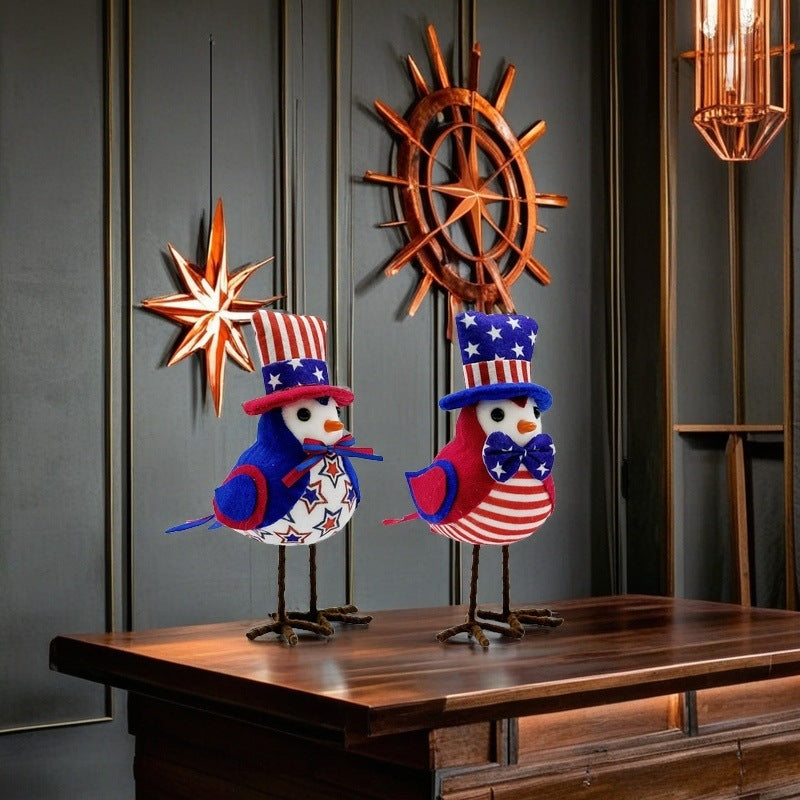 Siopsrl | Unisex nan patriotic decor bird figure made of fabric with star stripe pattern and sturdy metal feet Siopsrl
