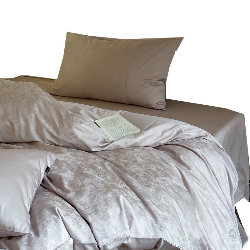 Premium-Jacquard-Satin-Duvet-Cover-Set with subtle floral relief