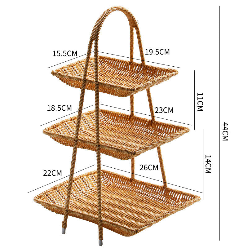 Woven Rattan Storage Basket with Handles for Home Organization