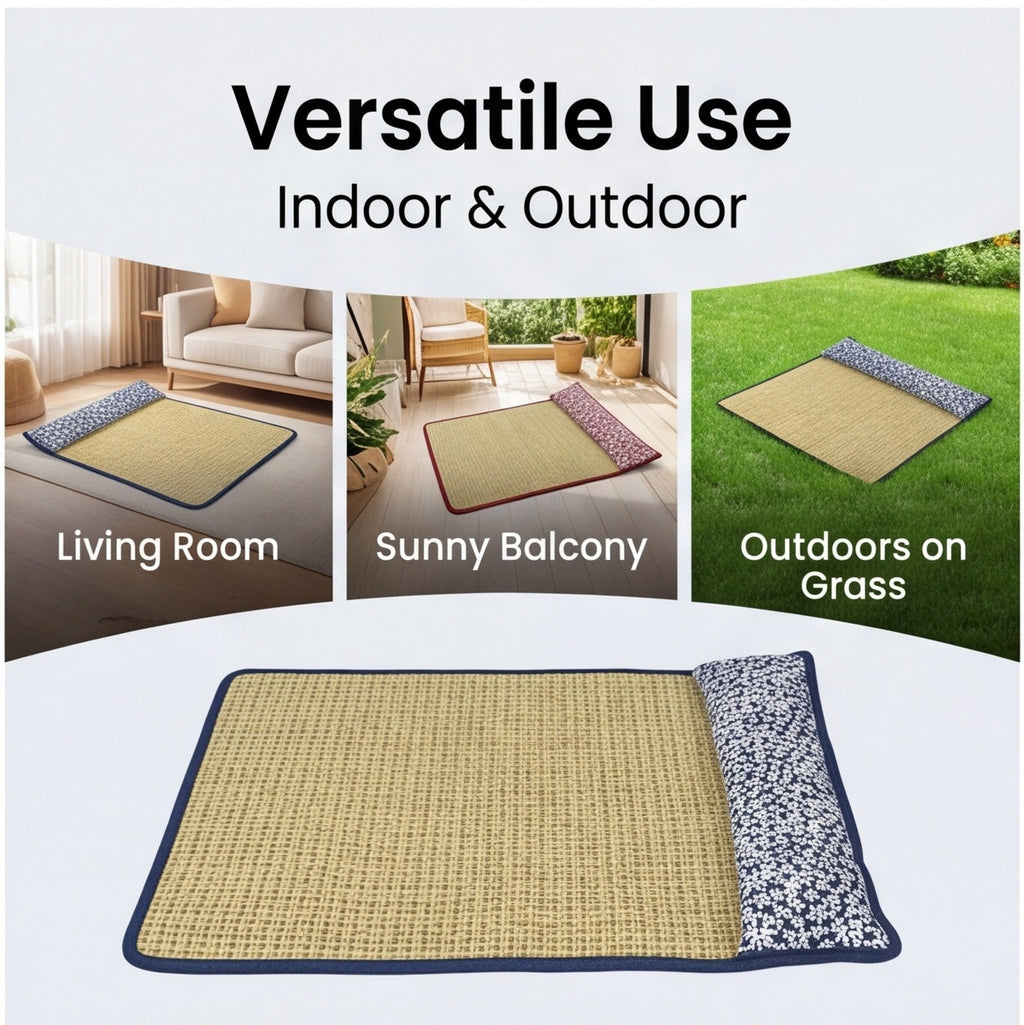 Siopsrl | Unisex nan cooling sisal sleeping mat with padded neck pillow for pets Siopsrl