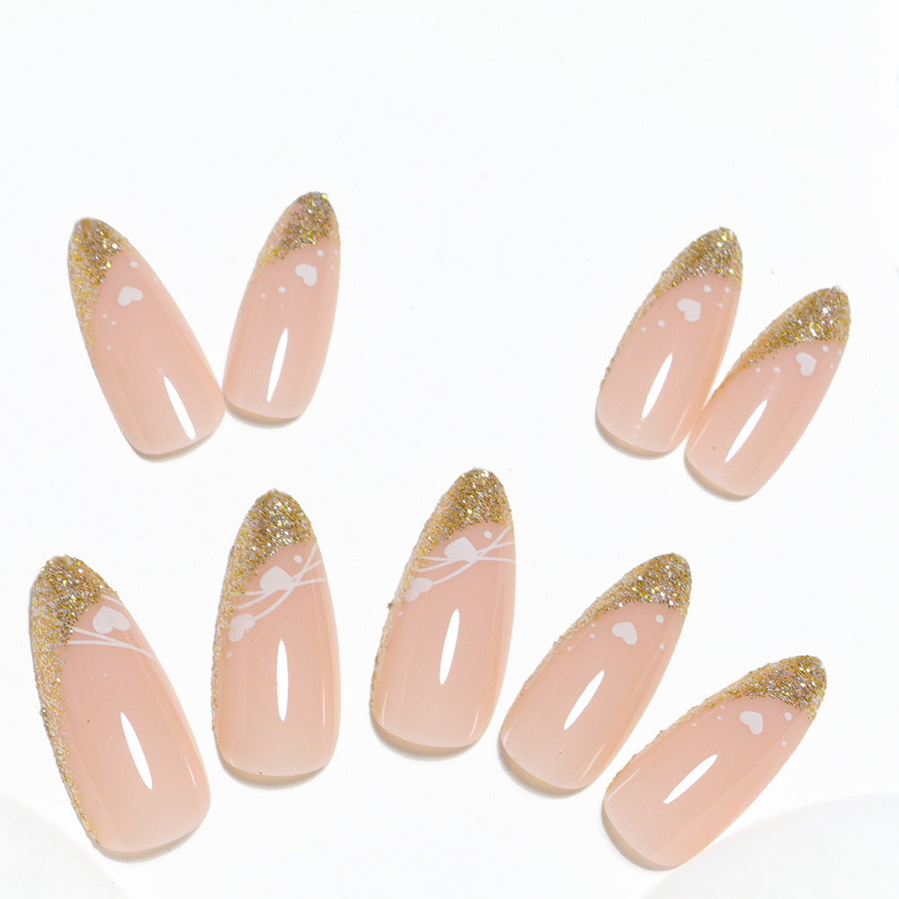 Siopsrl | Glitter-Accent Almond-Shape Press-On Nail Set Siopsrl