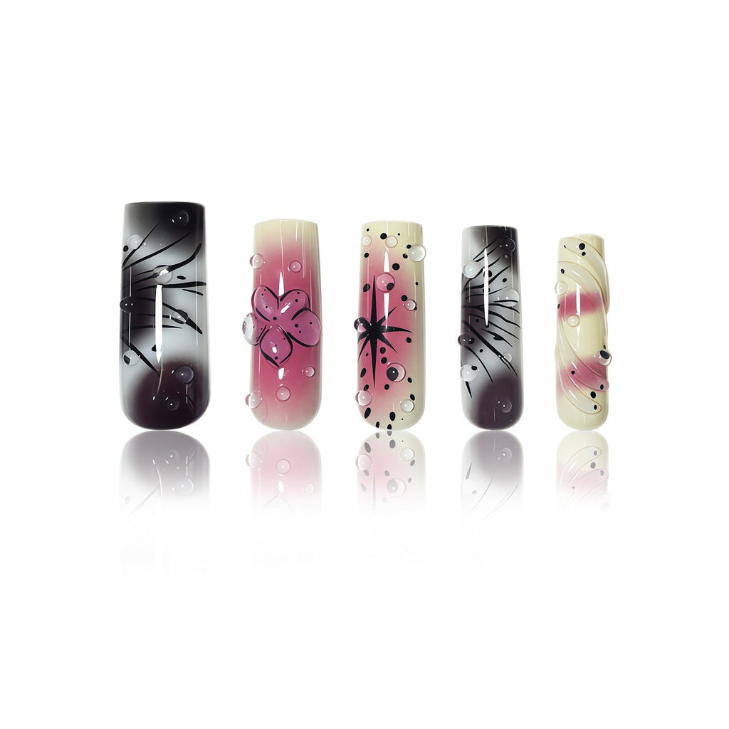 Siopsrl | Artistic Ombre Floral Press-On Nail Extensions Siopsrl