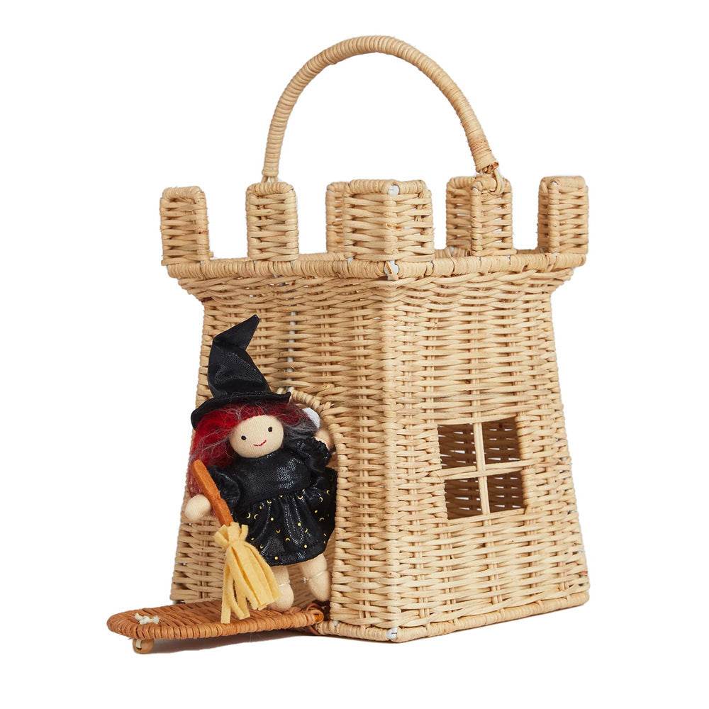 Castle-Shaped Woven Storage Basket Siopsrl