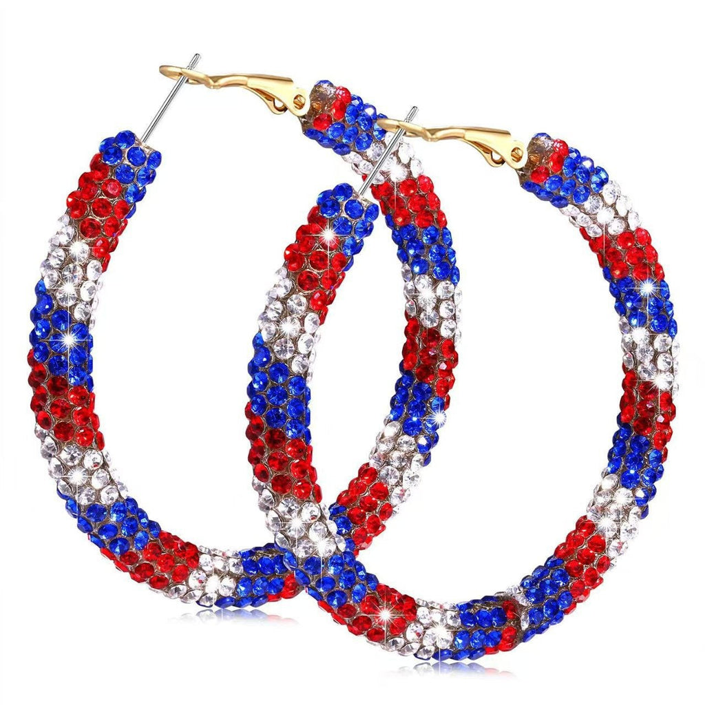 Women's sparkling hoops with rhinestone decoration and secure lever closure Siopsrl