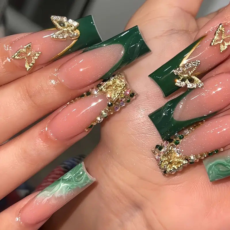 Siopsrl | Artistic Marble Effect Press-On Nail Extensions Siopsrl