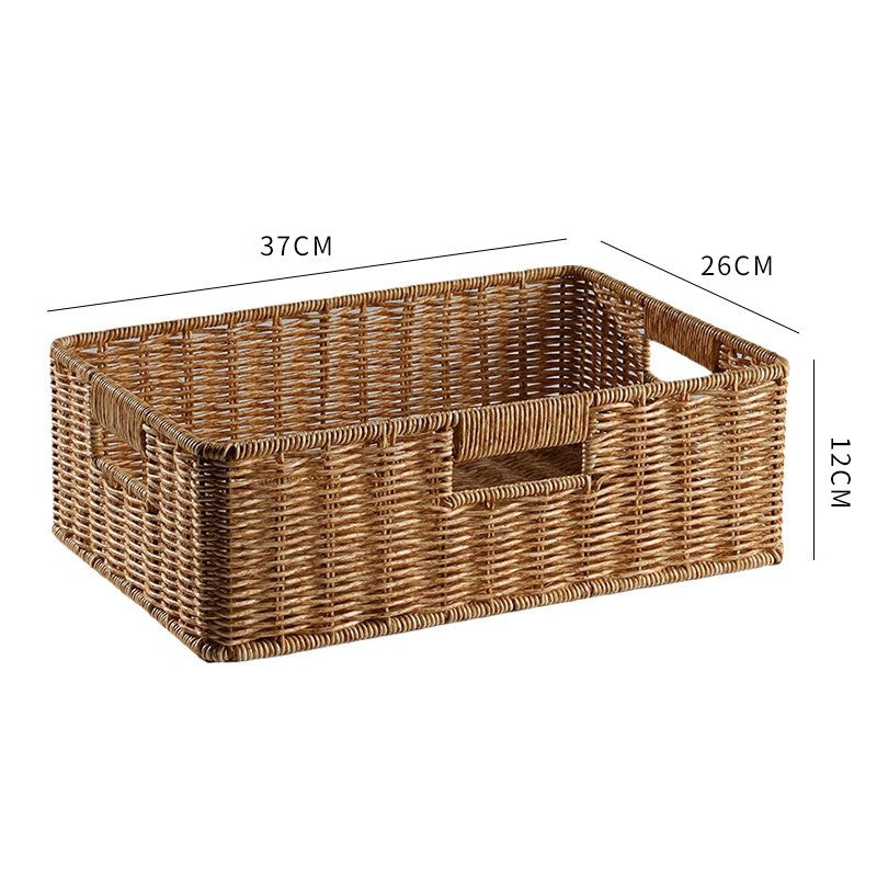 Women's Rectangular Storage Basket Made of Natural Wicker Siopsrl