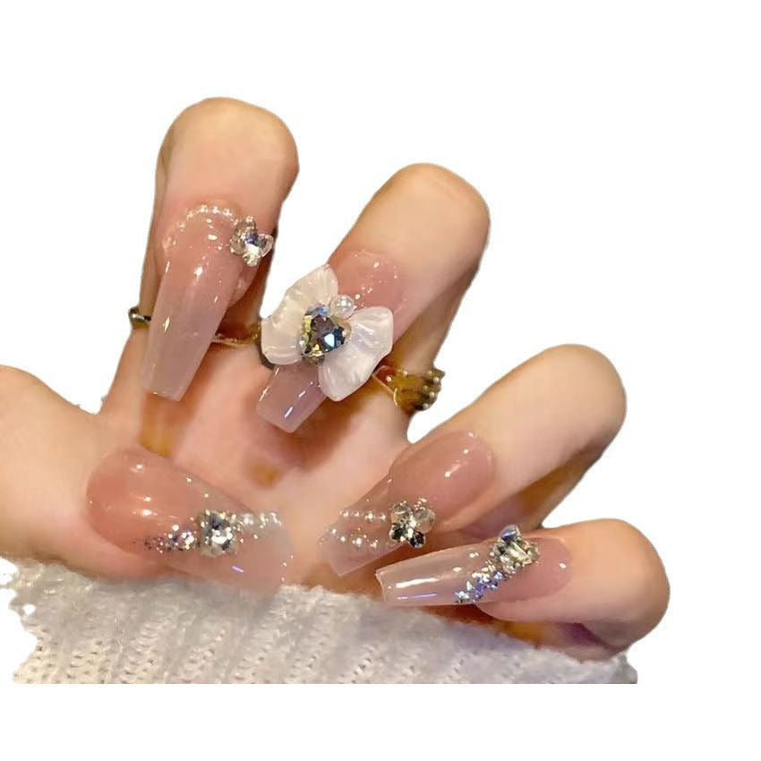 Siopsrl | Elegant artificial nails with floral decor and glitter Siopsrl