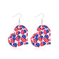 Siopsrl | Women heart-shaped drop earrings with patriotic flag print and nickel-free hooks Siopsrl