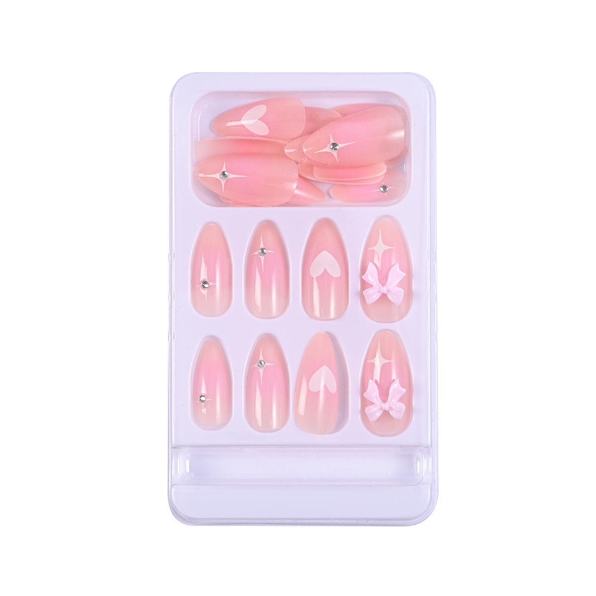 Siopsrl | Artistic Heart and Bow Detail Press-On Nails Siopsrl