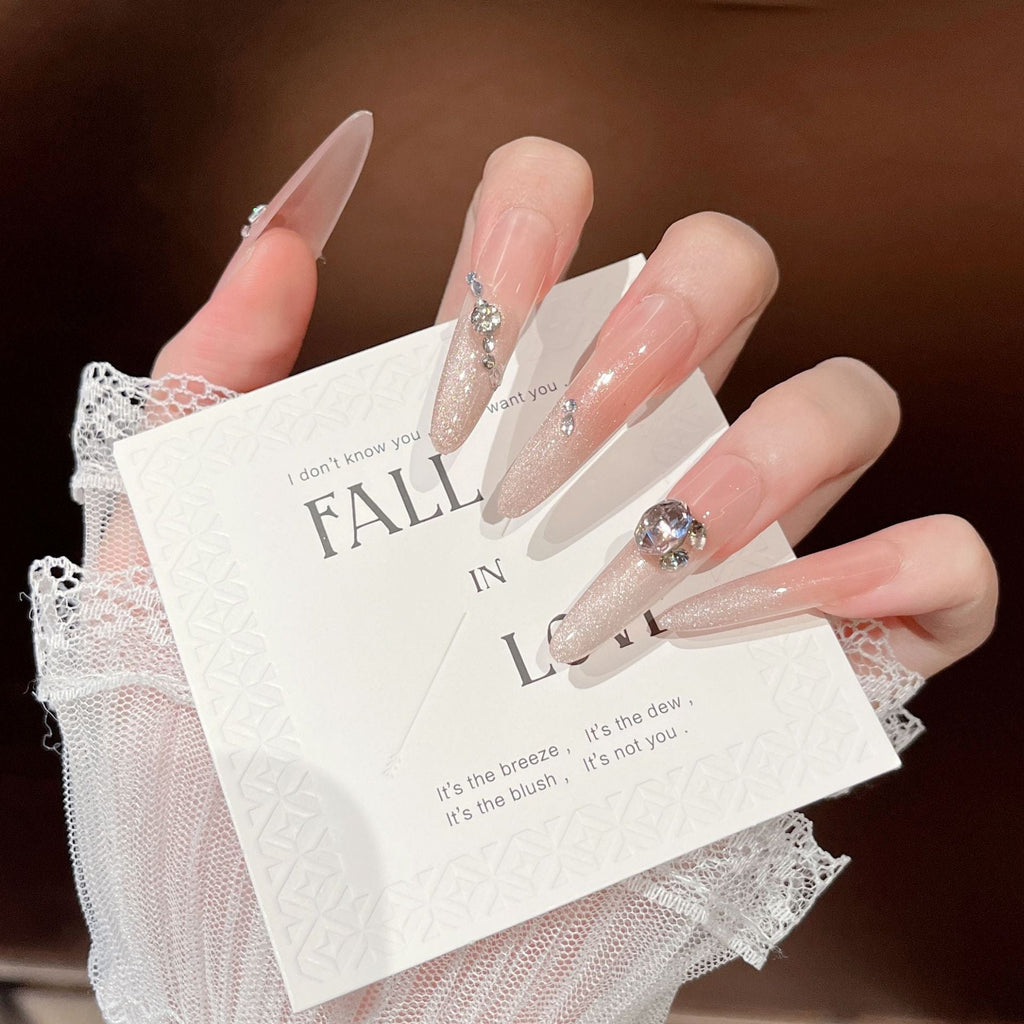 Siopsrl | Decorative Press-On Nails with Gem Accents Siopsrl
