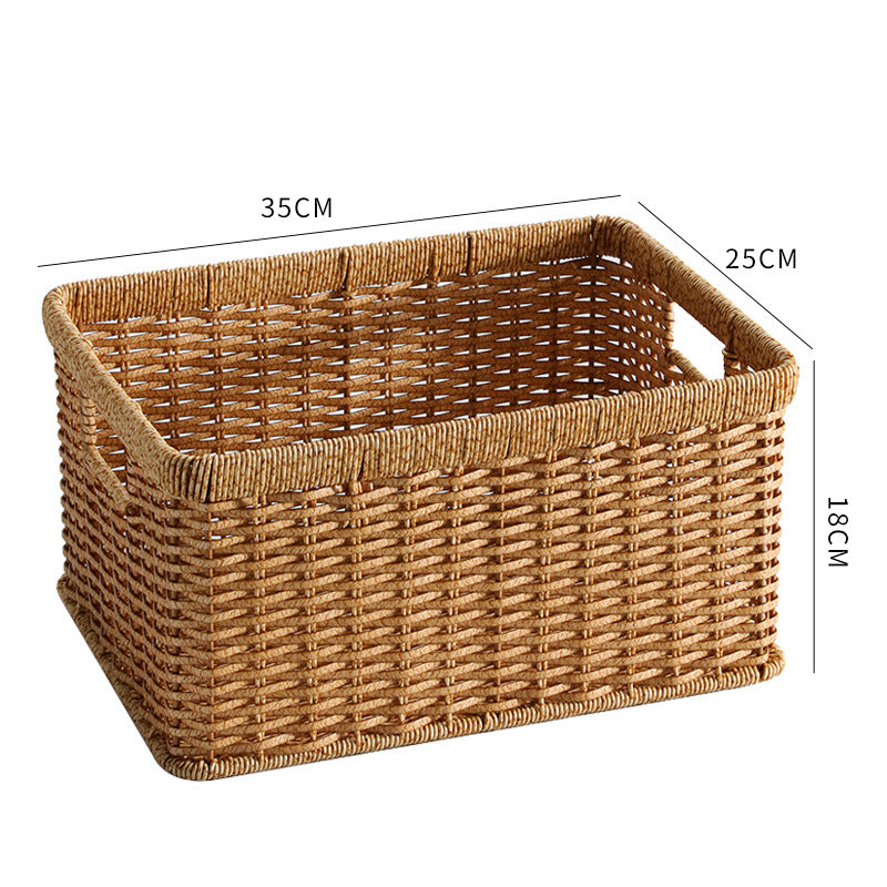 Handwoven Storage Basket with Cutout Handles