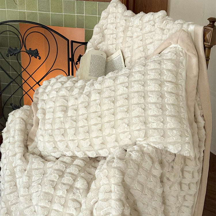 Quilted velvet bedding set with 3D waffle structure and decorative border Bowlift