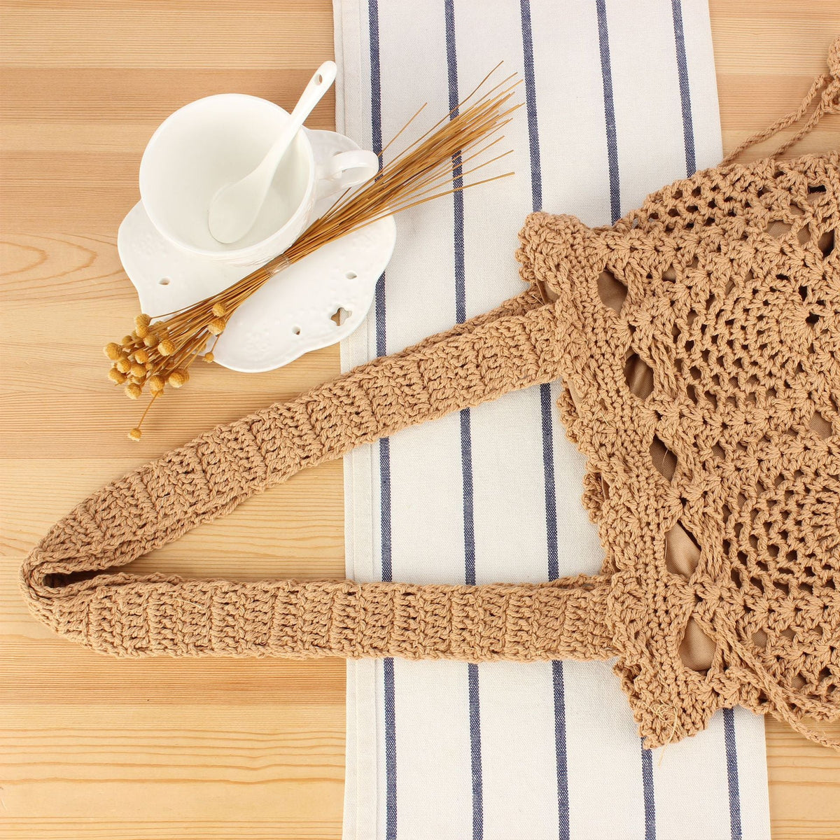 Siopsrl | Macrame Shopper Bag with Decorative Drawstring Siopsrl