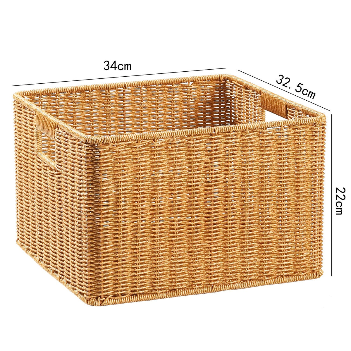 Handwoven Rectangular Storage Basket with Cut-Out Handles Siopsrl
