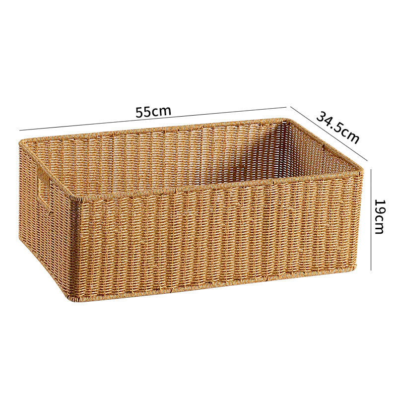 Handwoven Rectangular Storage Basket with Cut-Out Handles Siopsrl