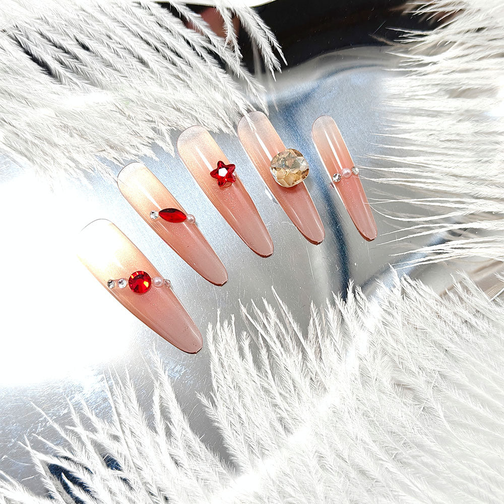 Siopsrl | Sparkling artificial nails with decorative rhinestones Siopsrl