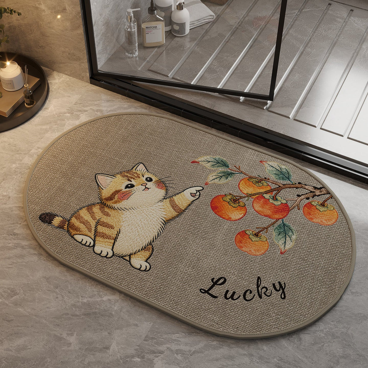 Siopsrl | Cat-Themed Oval Bath Mat