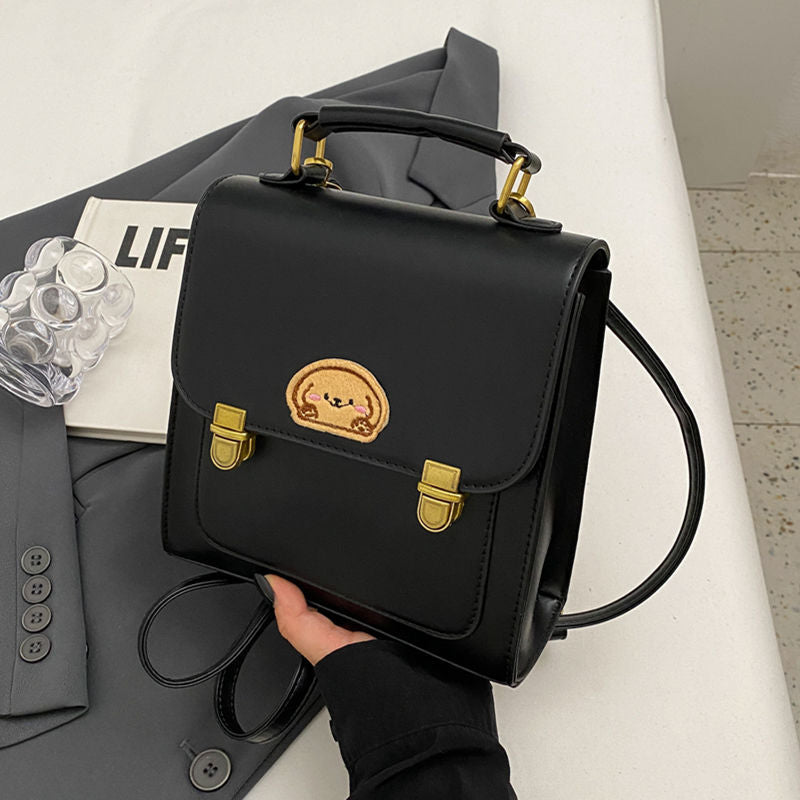 Siopsrl | Playful Cartoon-Embroidered Satchel Bag Siopsrl