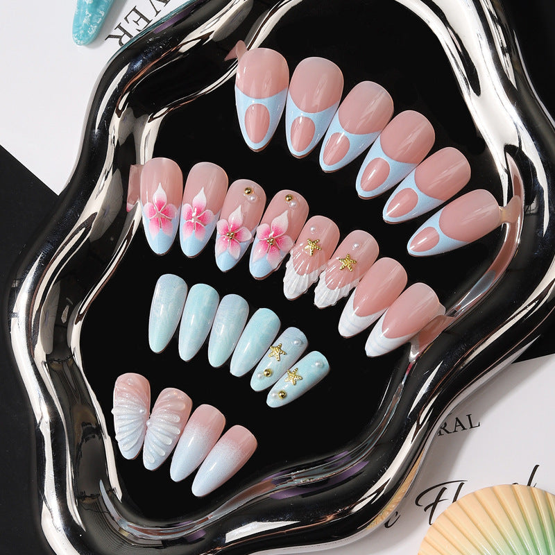 Siopsrl | Artistic Sea-Inspired Press-On Nail Set Siopsrl