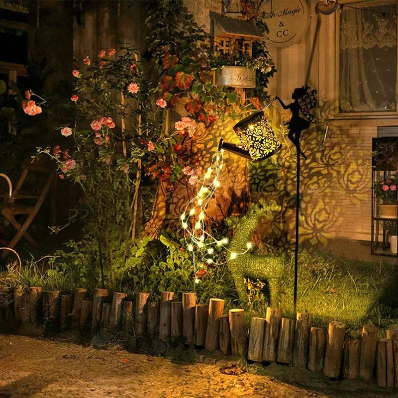 Decorative Fairy Silhouette Garden Stake With LED Watering-Can Cascade Light Siopsrl