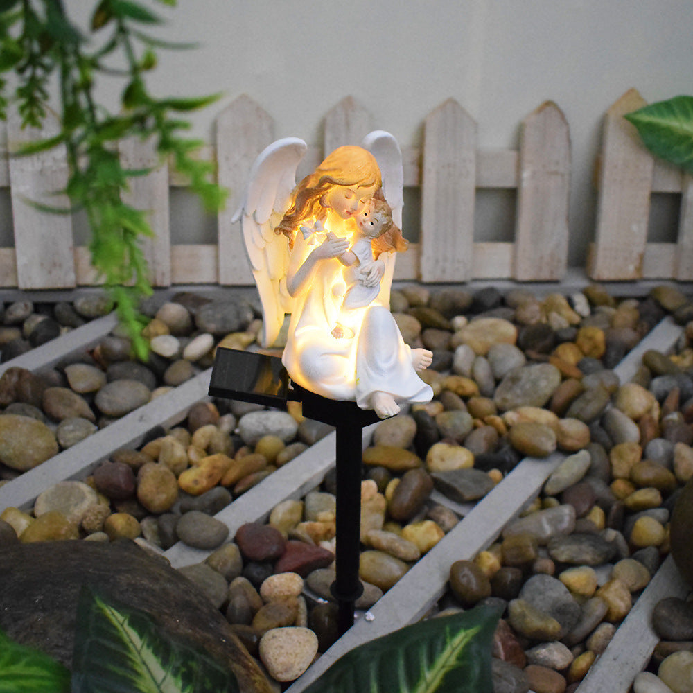Decorative Solar Garden Stake Statue Resin Girl Figurine With Integrated Solar LED And Weatherproof Spike Siopsrl