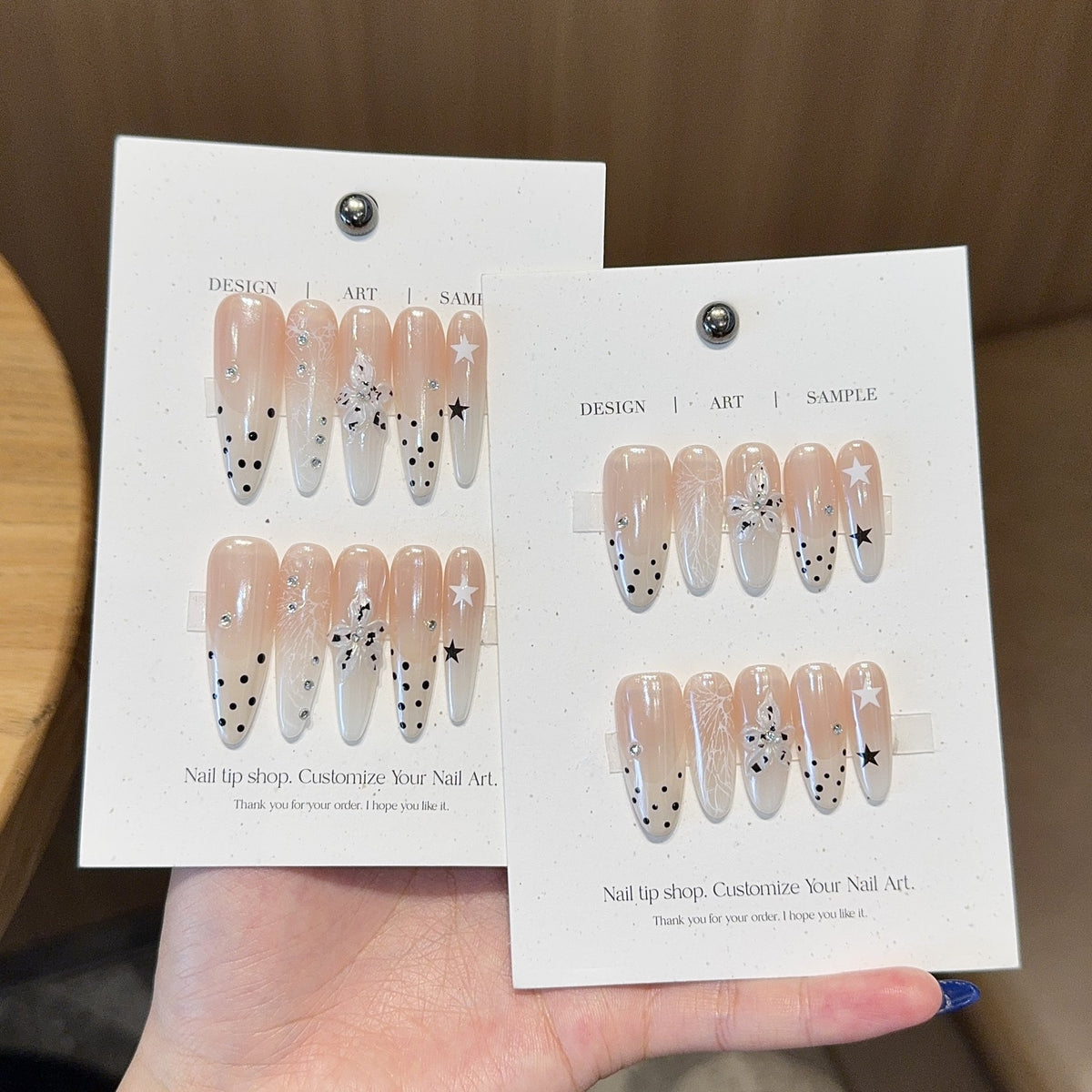 Siopsrl | Acrylic Nails Set with Creative Designs and Shimmering Accents Siopsrl