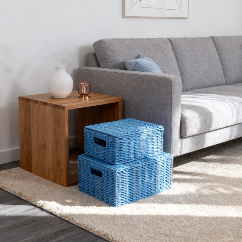Women's storage basket made of woven material with integrated lids Siopsrl