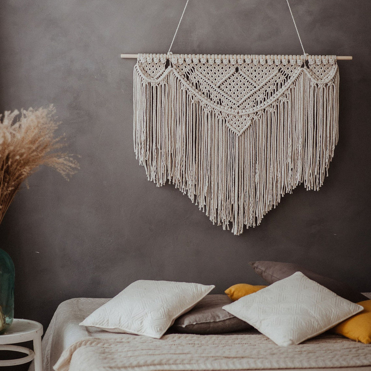 Macrame Wall Tapestry with Artistic Fringes Siopsrl