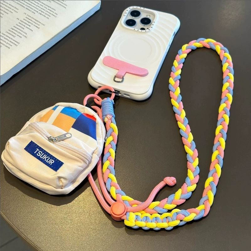 Siopsrl | Braided crossbody phone lanyard with detachable mini pouch and adjustable cord Siopsrl