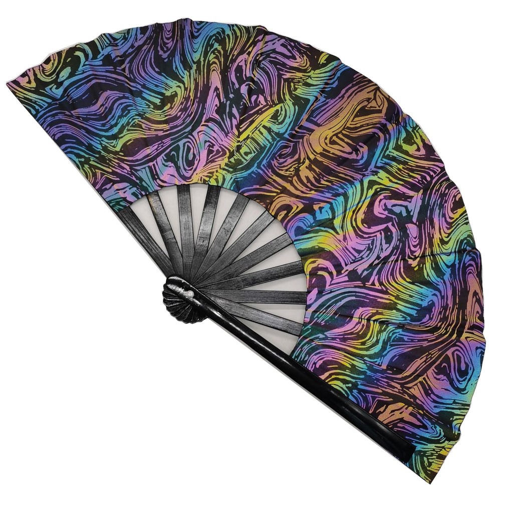 Siopsrl | Ladies fan made of lightweight fabric with colorful geometric design Siopsrl