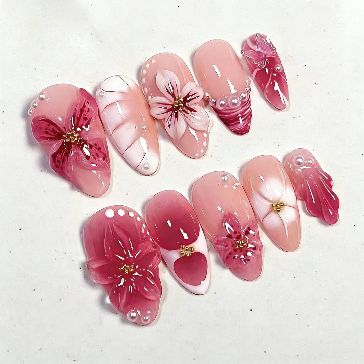 Siopsrl | Elegant artificial nails with floral designs Siopsrl
