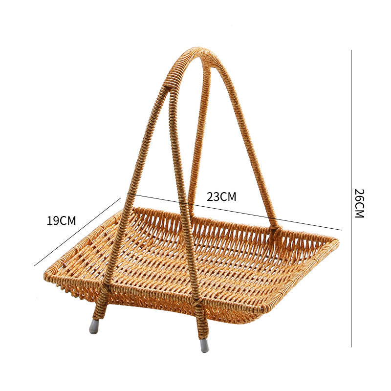 Woven Rattan Storage Basket with Handles for Home Organization