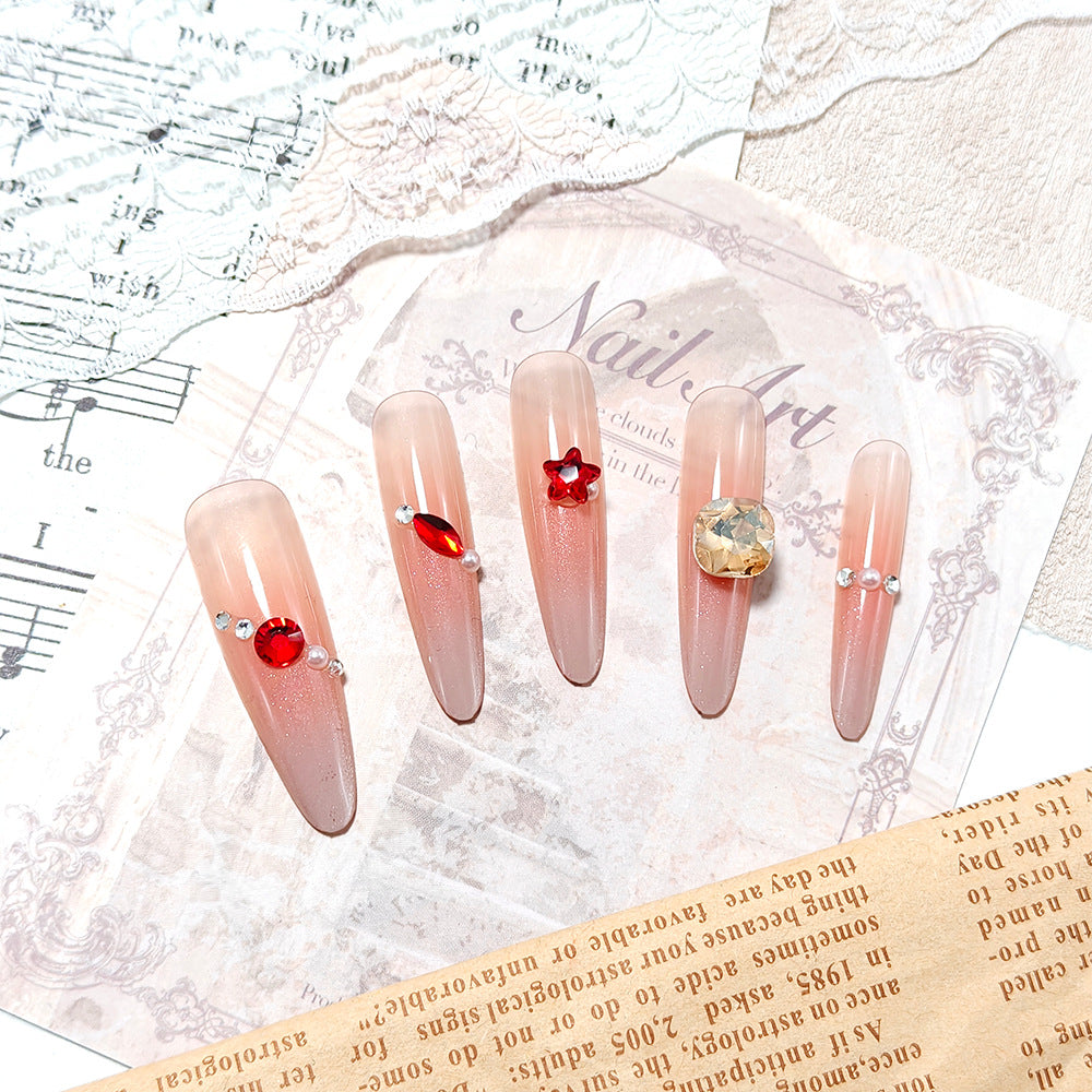 Siopsrl | Sparkling artificial nails with decorative rhinestones Siopsrl