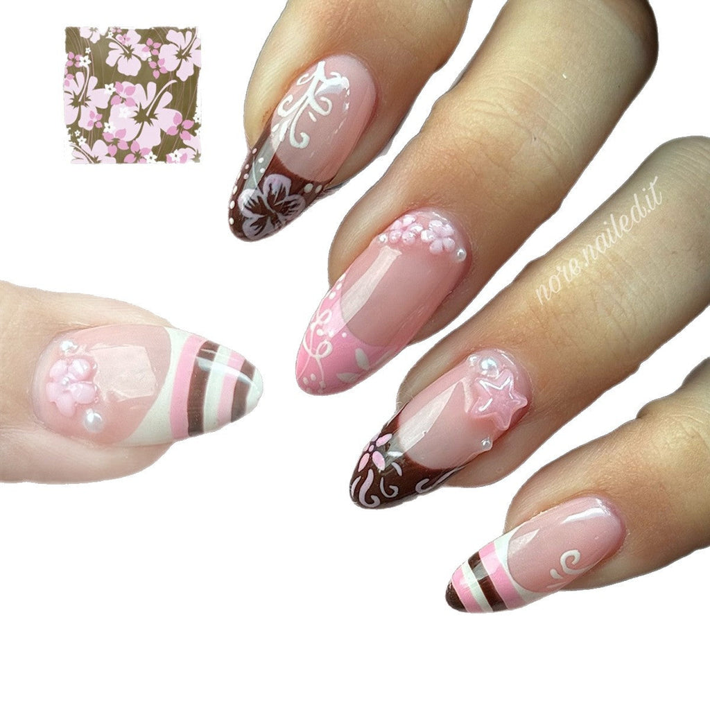 Siopsrl | Artificial Fingernails In Elegant Floral Design Siopsrl