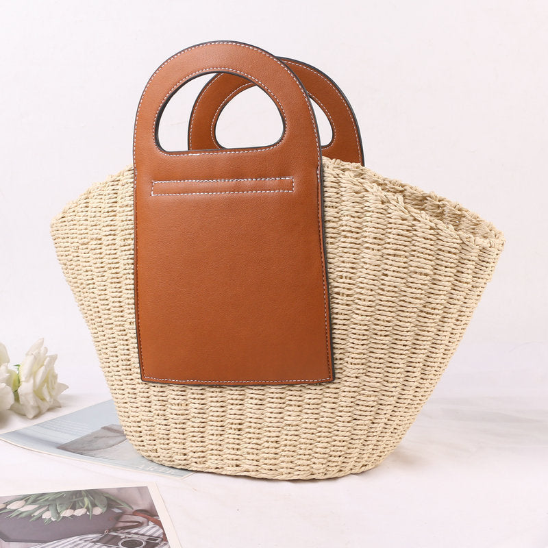 Siopsrl | Handbag Made of High-Quality Raffia with Elegant Leather Accents Siopsrl