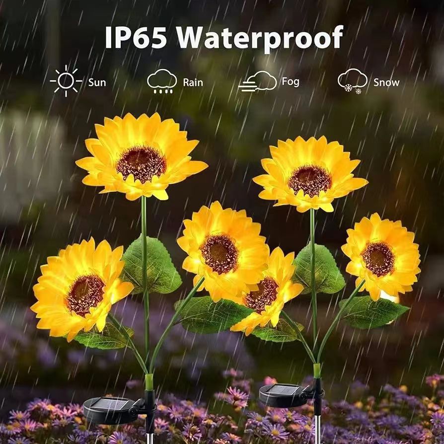 Lifelike Sunflower LED Garden Stake With Dusk-To-Dawn Sensor And Weatherproof Ground Spike Siopsrl