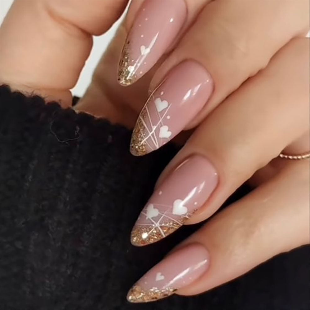 Siopsrl | Glitter-Accent Almond-Shape Press-On Nail Set Siopsrl