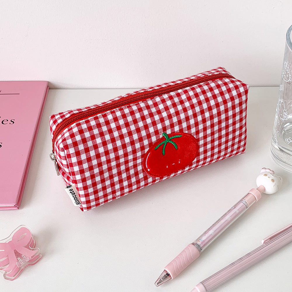 Siopsrl | Cute Gingham Checkered Pencil Case Siopsrl