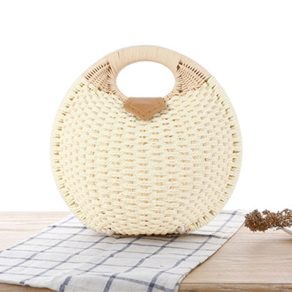 Siopsrl | Round straw bag with elegant leather handle Siopsrl