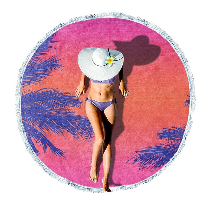 Siopsrl | round beach towel with cheerful palm motif Siopsrl