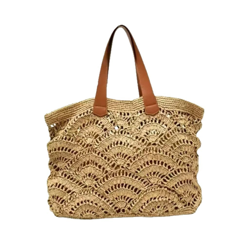 Siopsrl | Braided beach bag with leather handles Siopsrl