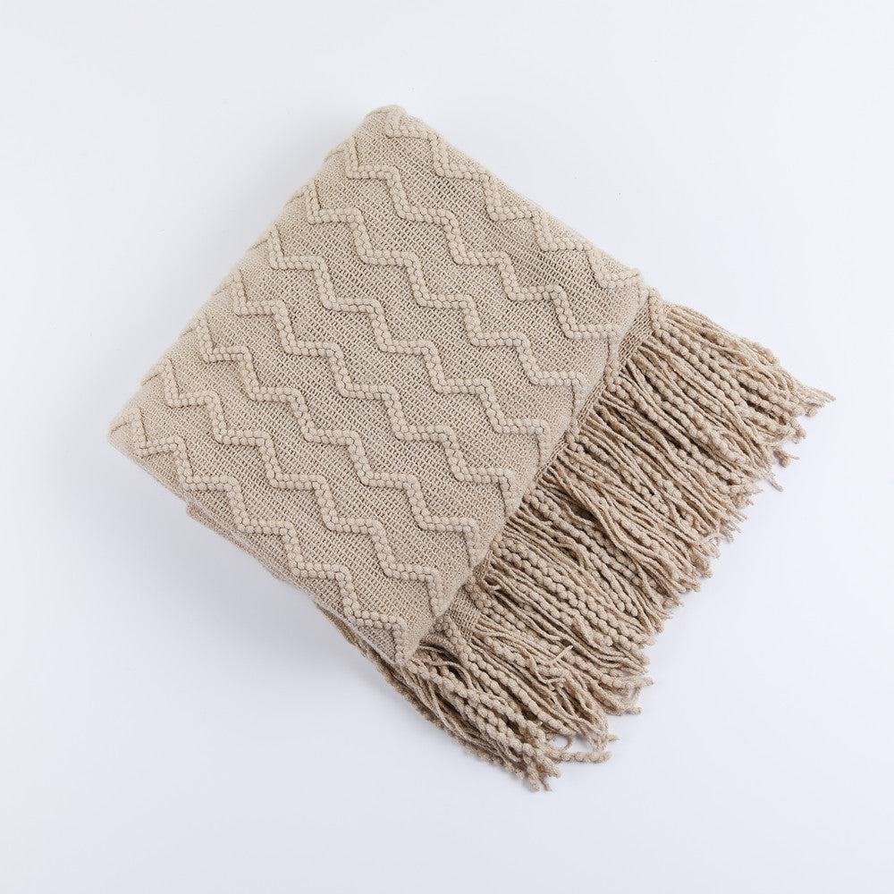 Siopsrl | Textured Woven Throw Blanket with Fringe Siopsrl