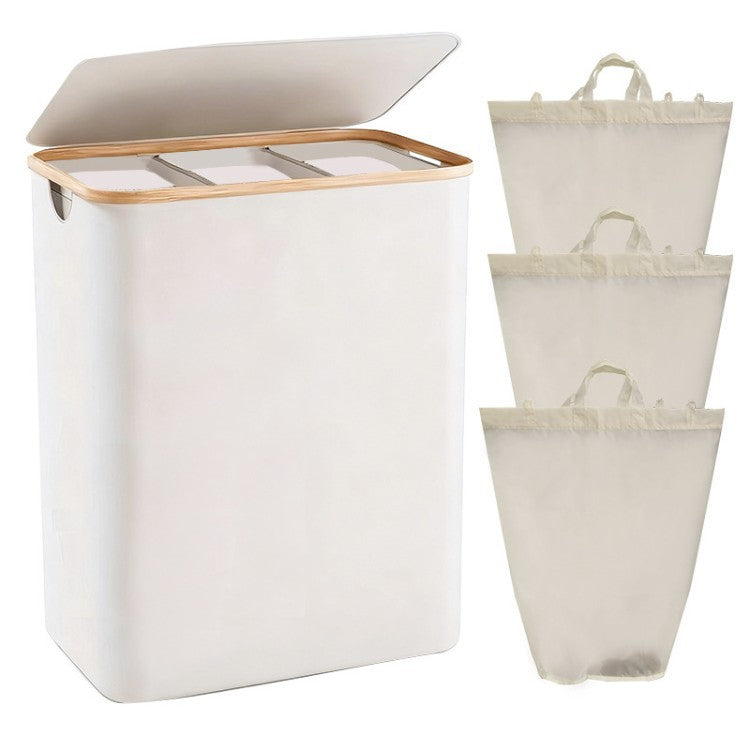 Laundry separation system with bamboo lid and multiple compartments Siopsrl