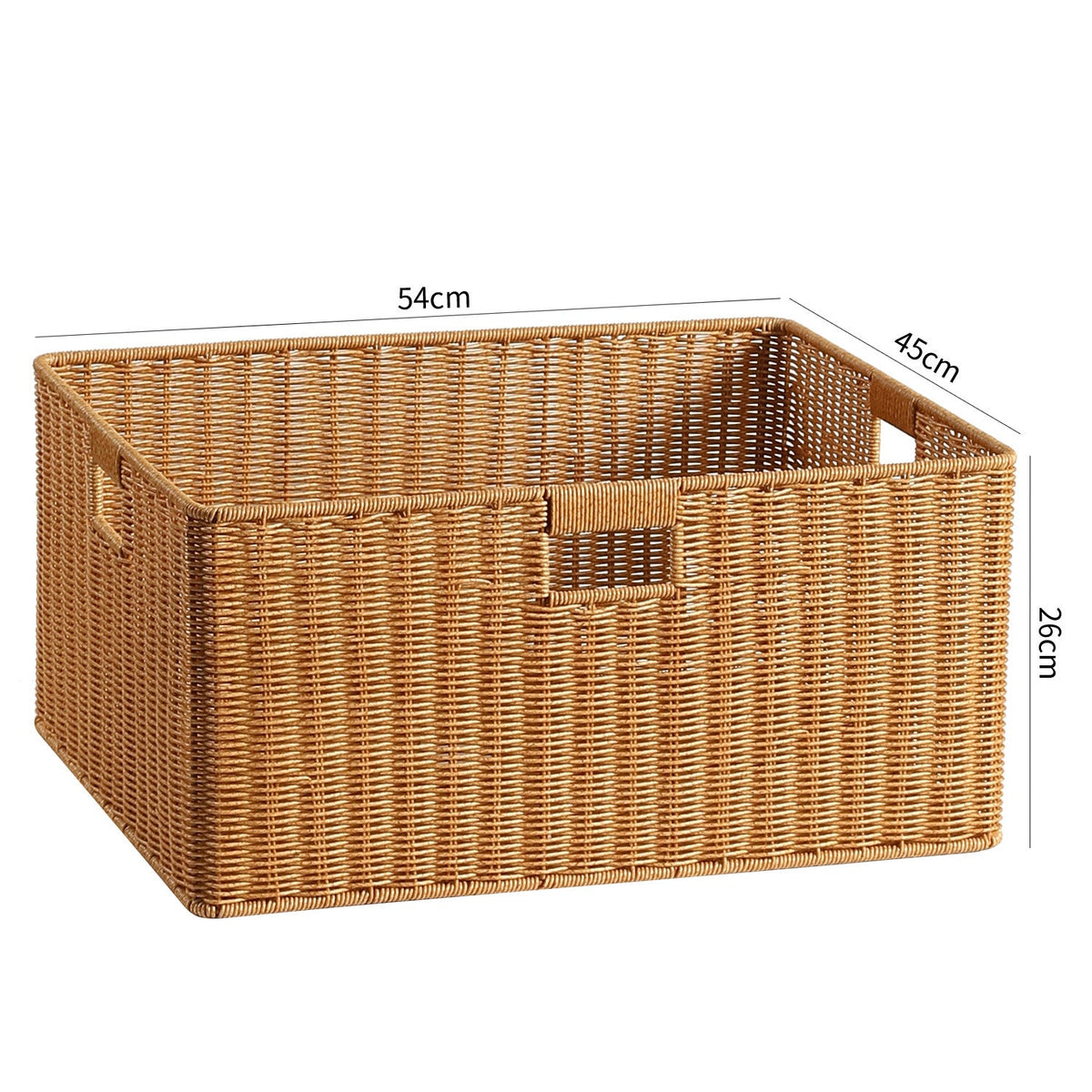 Handwoven Rectangular Storage Basket with Cut-Out Handles Siopsrl