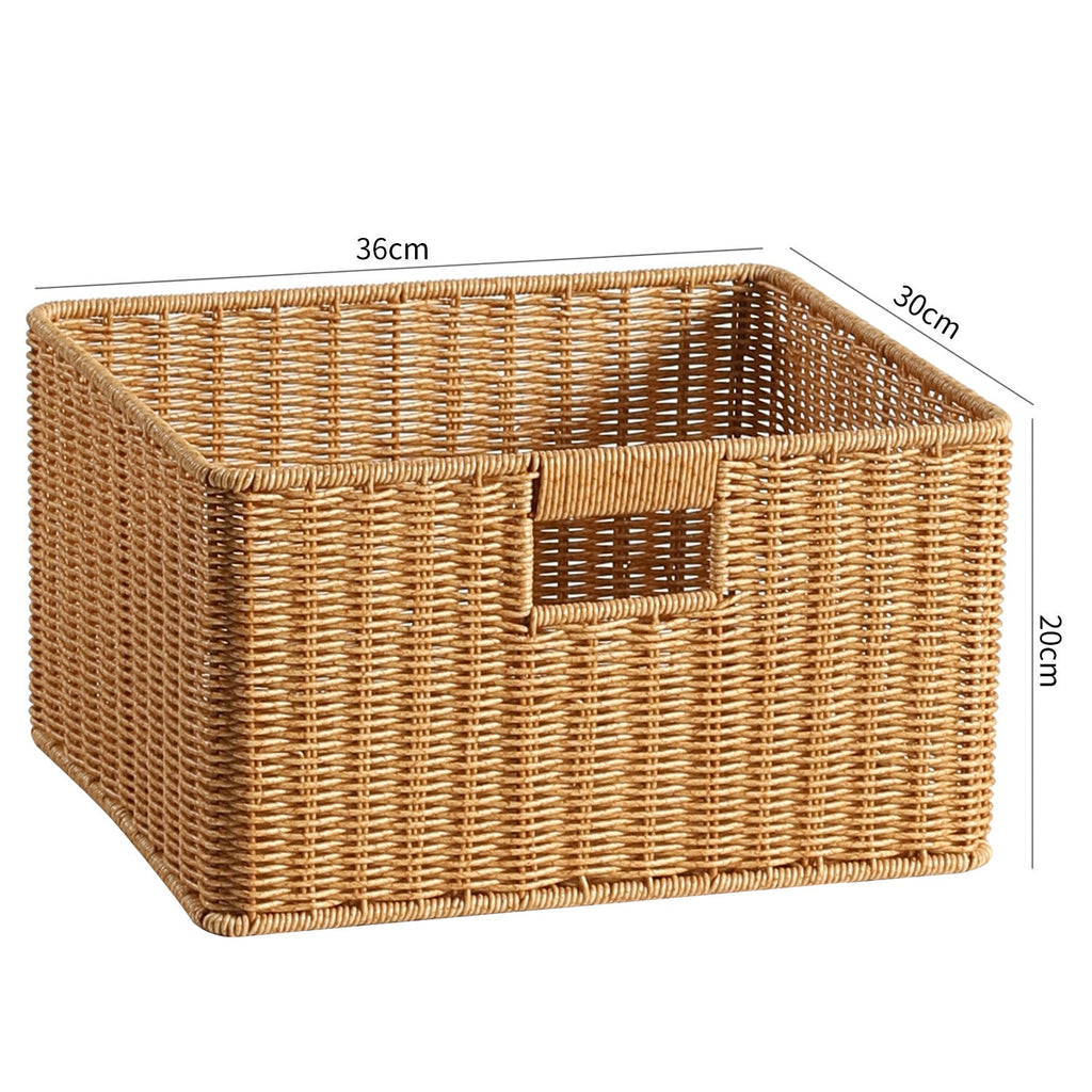 Handwoven Rectangular Storage Basket with Cut-Out Handles Siopsrl
