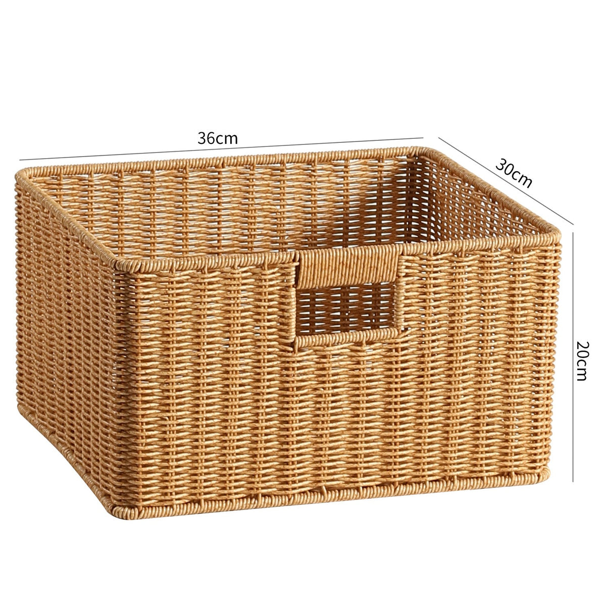 Handwoven Rectangular Storage Basket with Cut-Out Handles Siopsrl